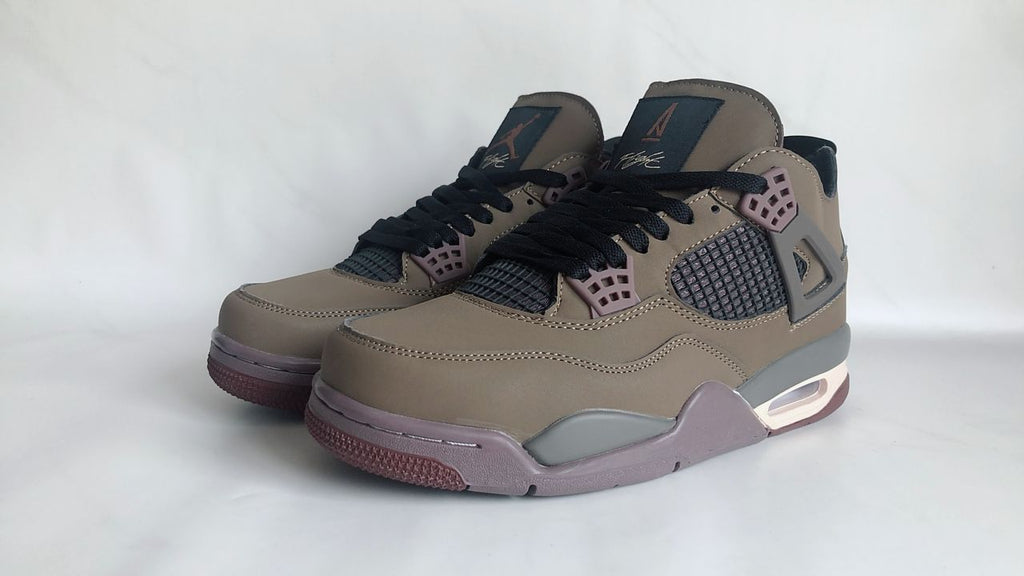 Air Jordan 4 Brown Sneakers with Mauve & Gray Details
