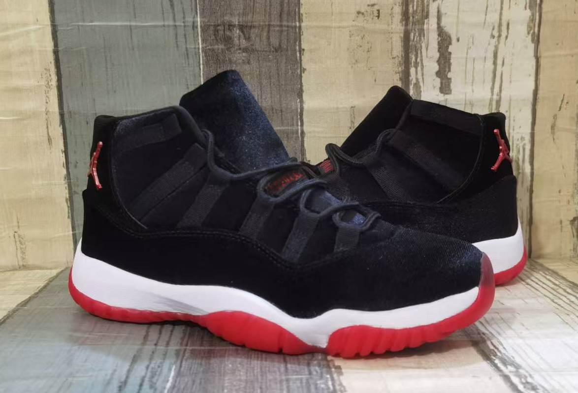 Air Jordan 11 Black & Red High-Top Sneakers with White Midsoles