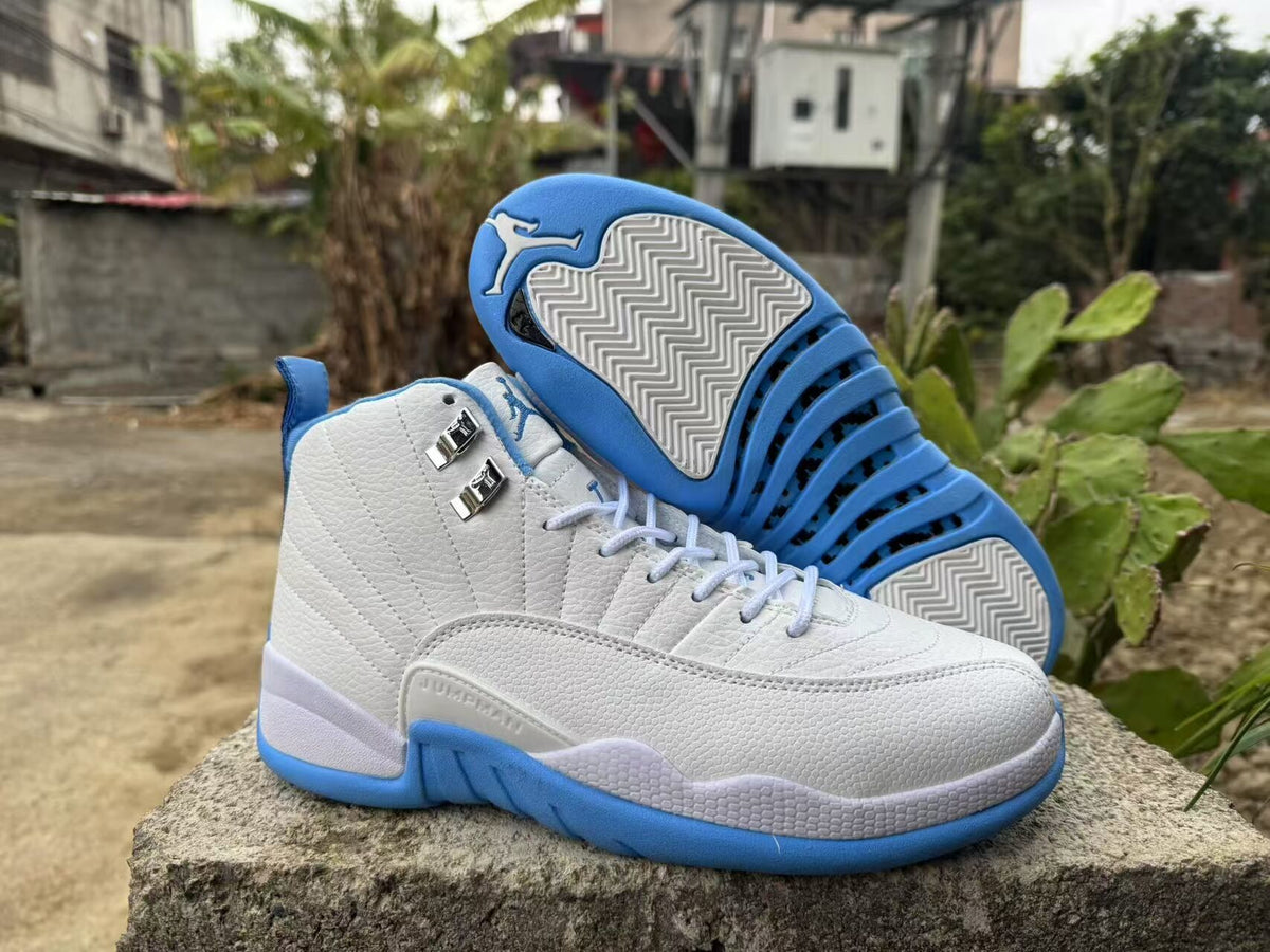 Air Jordan 12 Retro High-Top Sneakers – White & Sky Blue