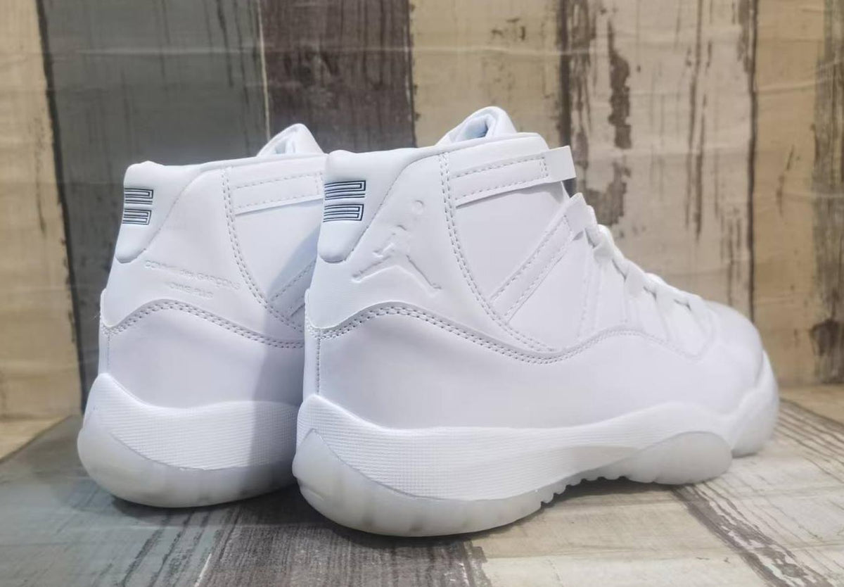 Air Jordan 11 White High-Top Sneakers with Glossy Overlays