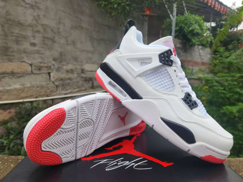 Air Jordan 4 Retro White, Black & Red Sneakers