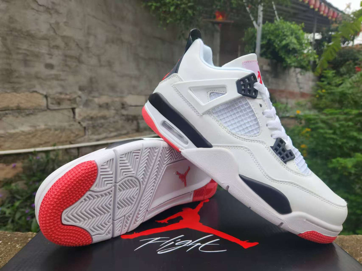 Air Jordan 4 Retro White, Black & Red Sneakers