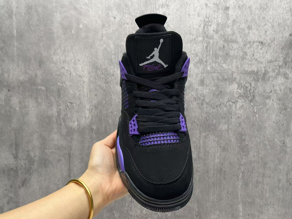 Air Jordan 4 Black & Purple Lace-Up Sneakers