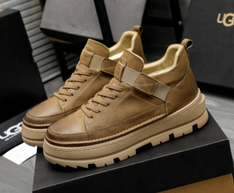 UGG Tan Strap-Detail Lug-Sole Ankle Boots