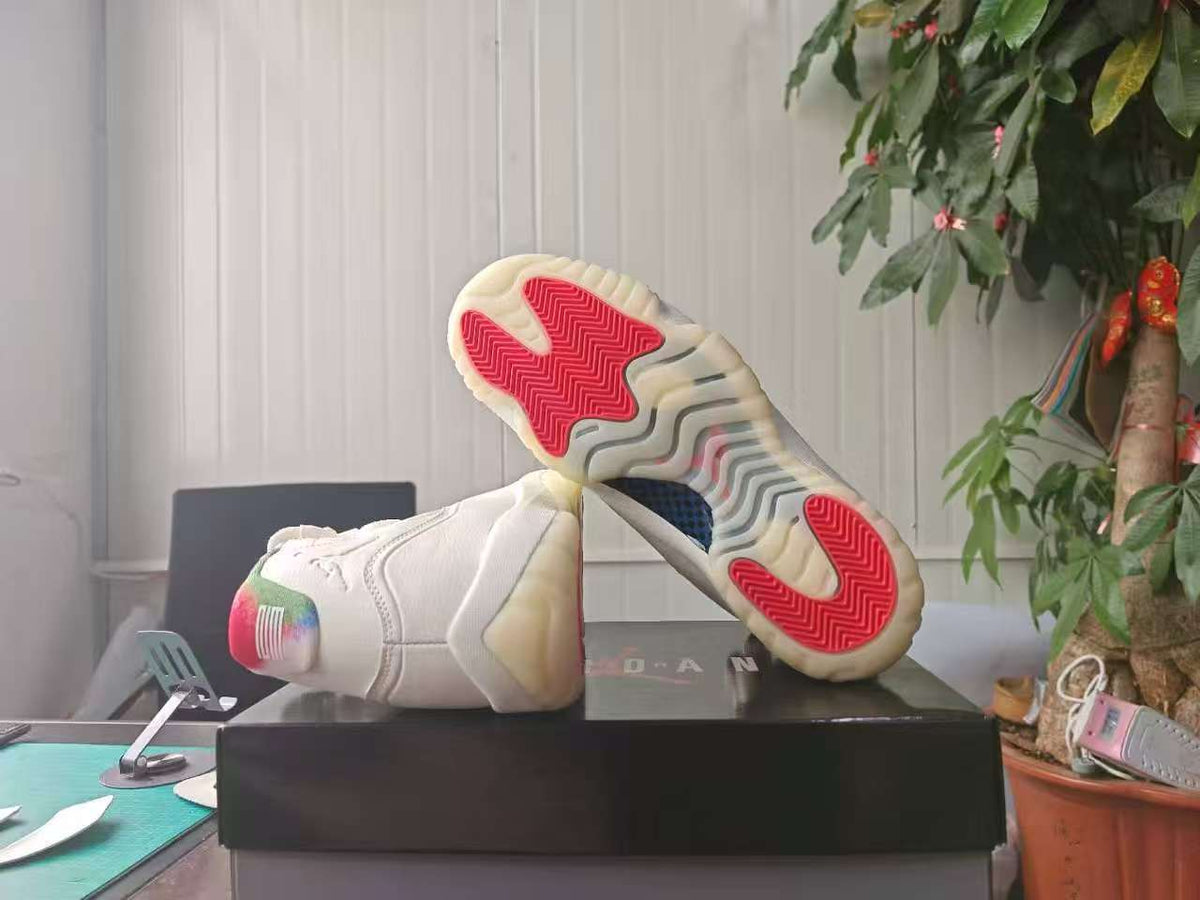 Air Jordan 11 Retro Sail & Off-White High-Top Sneakers