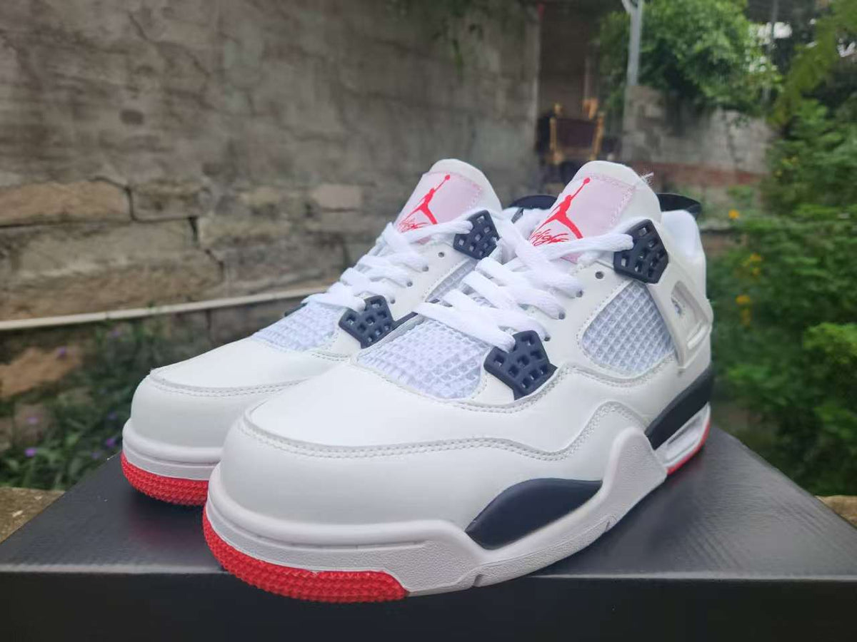 Air Jordan 4 Retro White, Black & Red Sneakers
