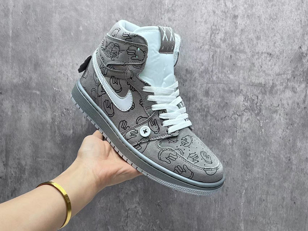 Air Jordan 1 Retro Angel Grey Graphic High-Top Sneakers
