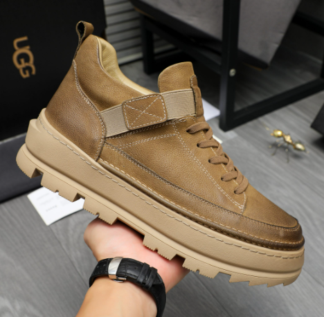 UGG Tan Strap-Detail Lug-Sole Ankle Boots