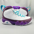 Air Jordan 9 White & Purple High-Top Sneakers with Teal Accents