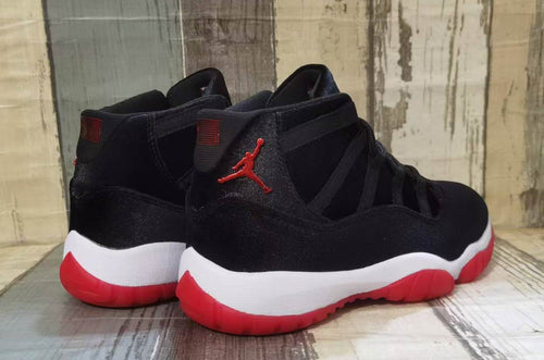 Air Jordan 11 Black & Red High-Top Sneakers with White Midsoles