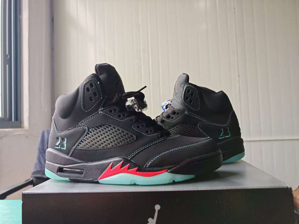 Air Jordan 5 Black, Mint & Red Sneakers