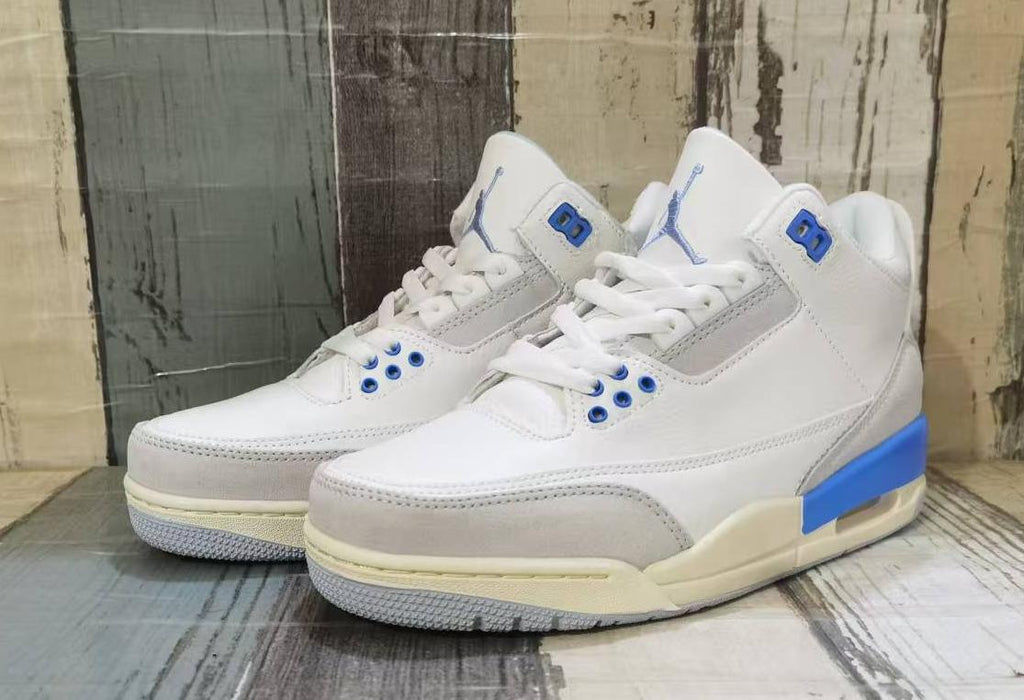 Air Jordan 3 Retro White, Grey & Blue Sneakers