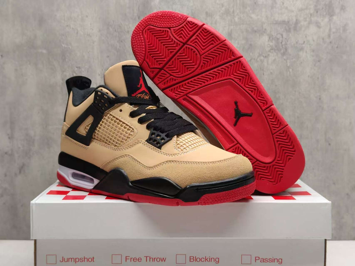 Air Jordan 4 Retro Pizza Tan & Red Sneakers