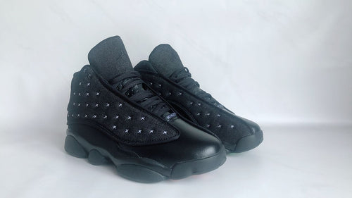 Air Jordan 13 Black Sneakers with Cross-Pattern Panels