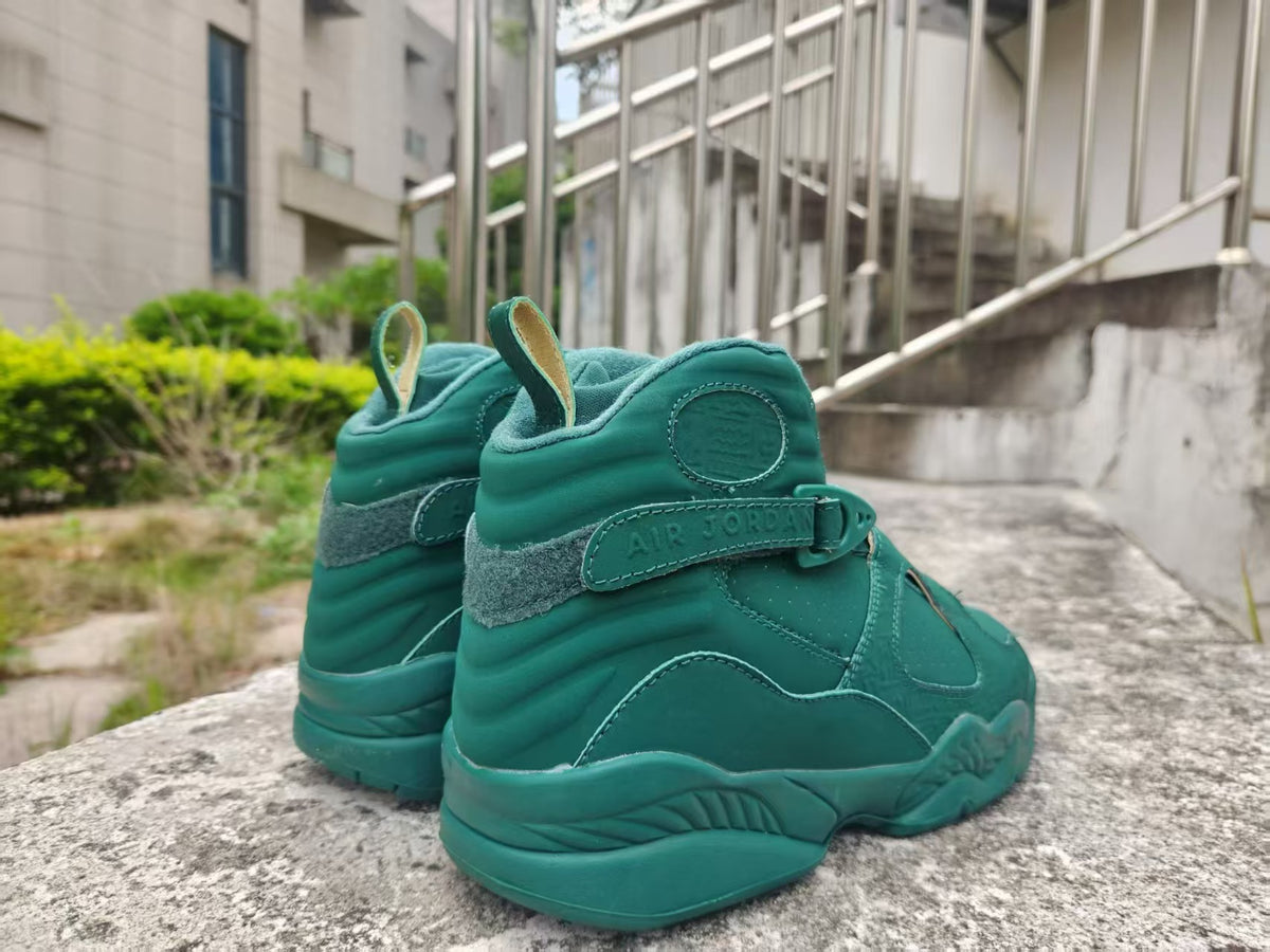 Air Jordan 8 Green High-Top Sneakers with Cross Straps