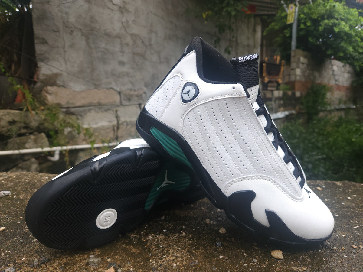 Air Jordan 14 Retro Sneakers – White, Black & Green