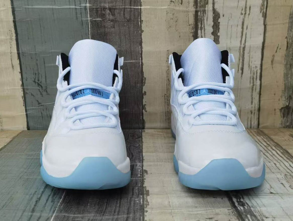 Air Jordan 11 White High-Top Sneakers with Icy Blue Soles