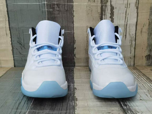 Air Jordan 11 White High-Top Sneakers with Icy Blue Soles