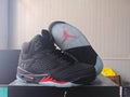 Air Jordan 5 Black Sneakers with Red & Icy Blue Details