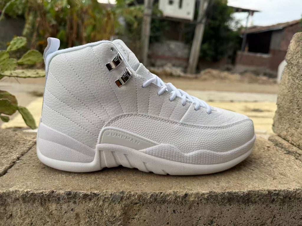 Air Jordan 12 Retro Sneakers – Summit White & Metallic Silver