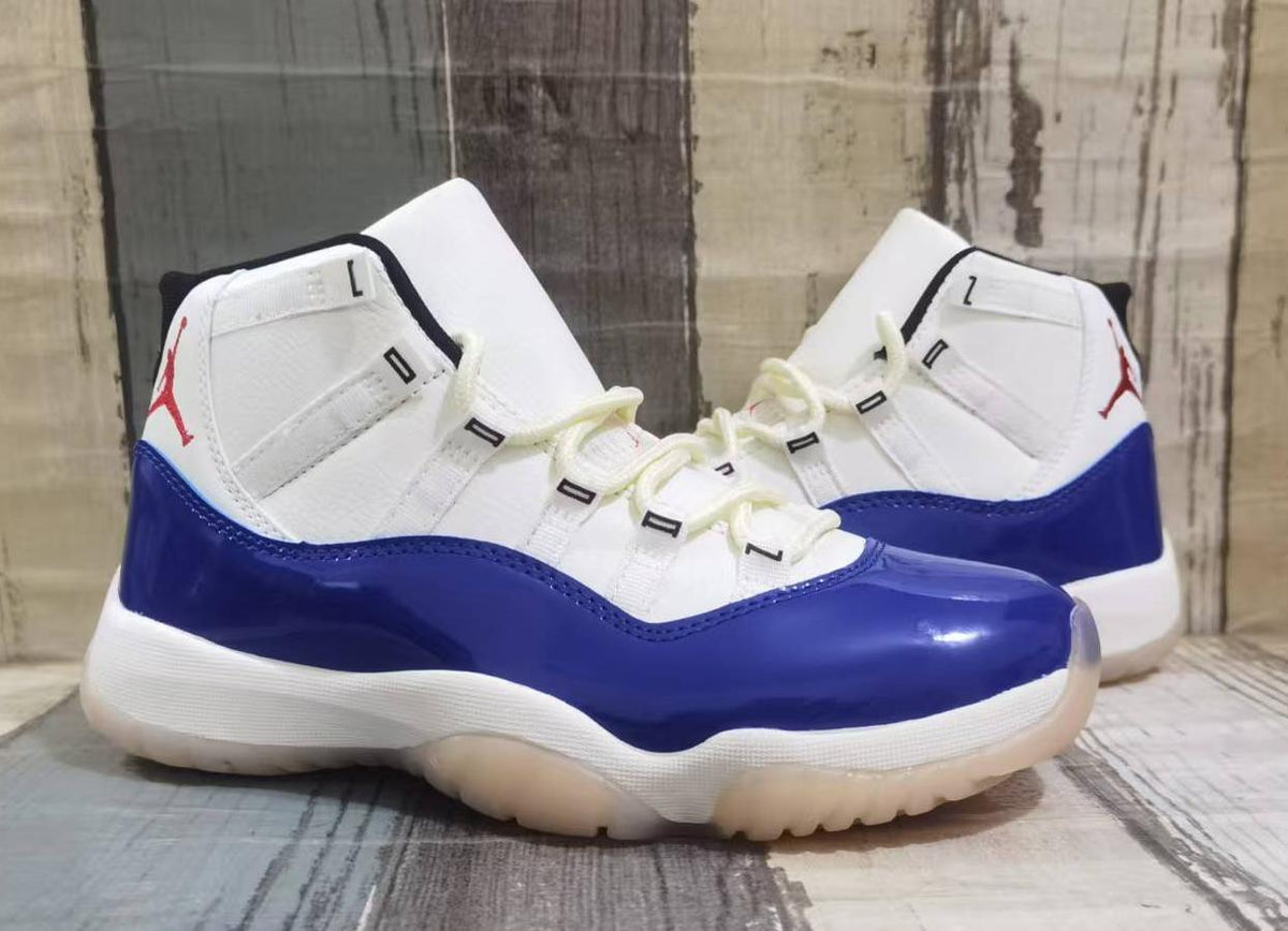 Air Jordan 11 Retro White & Royal Blue High-Top Sneakers