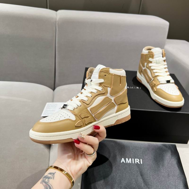 AMIRI Golden Tan & White High-Top Sneakers