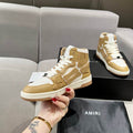 AMIRI Golden Tan & White High-Top Sneakers