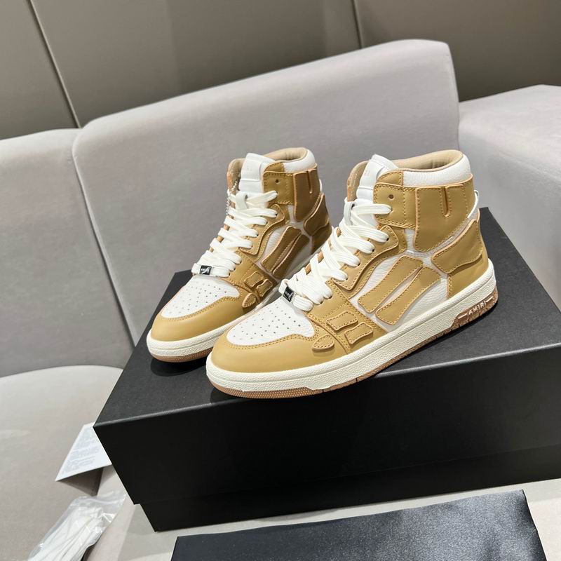 AMIRI Golden Tan & White High-Top Sneakers