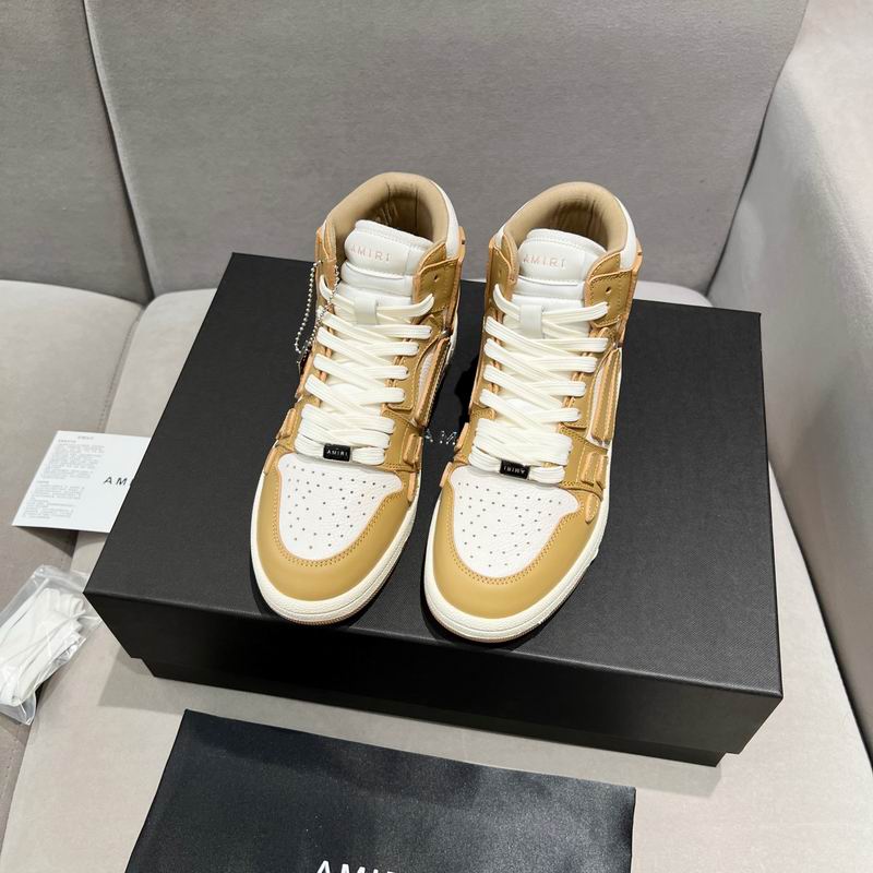 AMIRI Golden Tan & White High-Top Sneakers