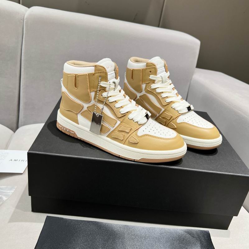 AMIRI Golden Tan & White High-Top Sneakers