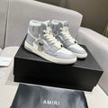 AMIRI Gray & White High-Top Sneakers