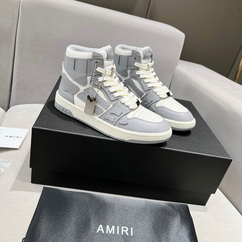 AMIRI Gray & White High-Top Sneakers