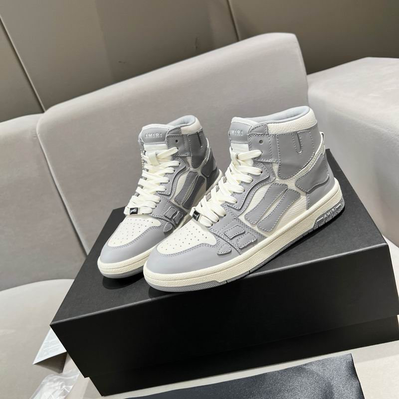 AMIRI Gray & White High-Top Sneakers