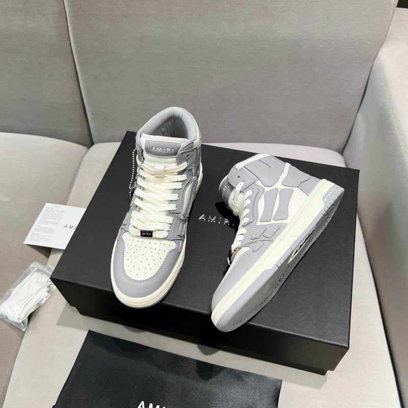 AMIRI Gray & White High-Top Sneakers