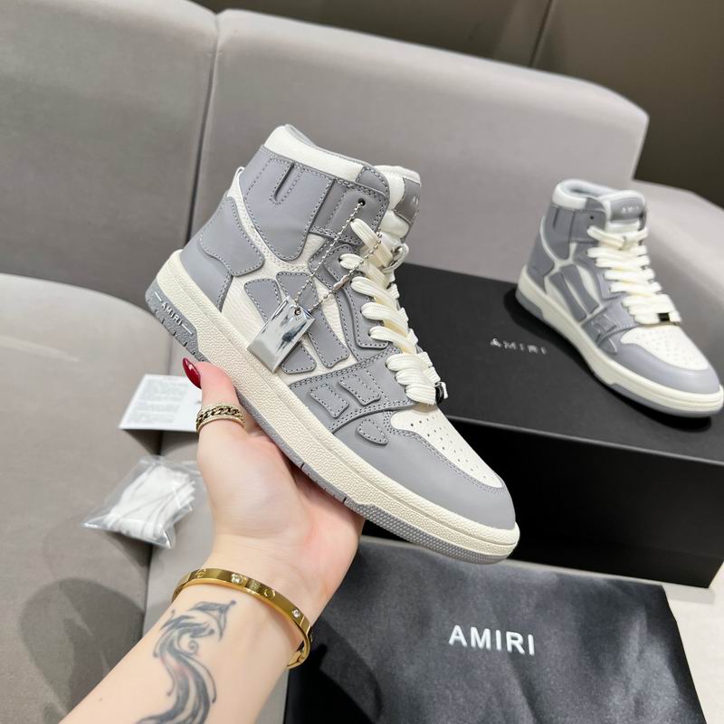 AMIRI Gray & White High-Top Sneakers