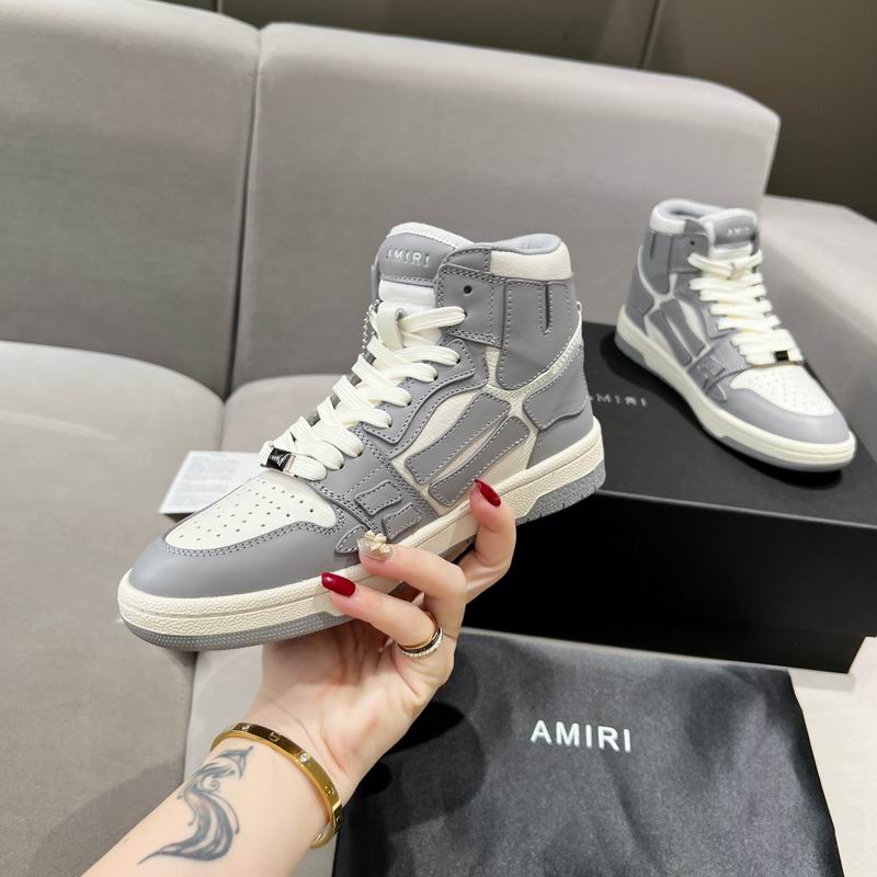 AMIRI Gray & White High-Top Sneakers