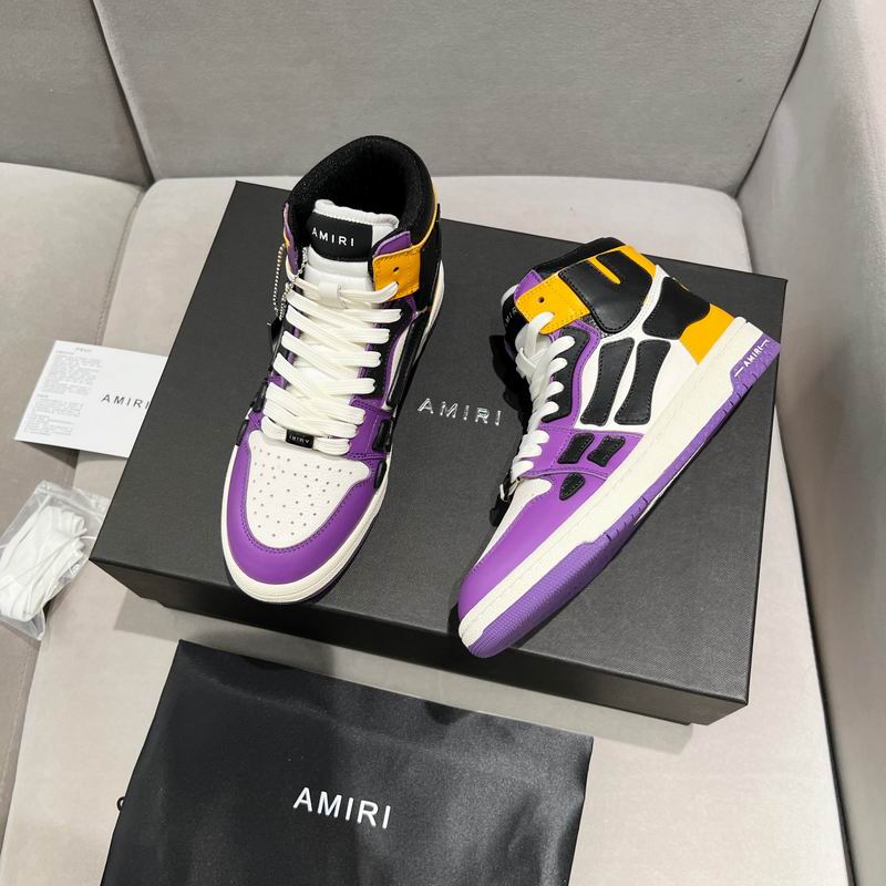 AMIRI Purple & Black High-Top Sneakers with Yellow Accents