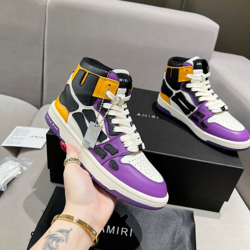 AMIRI Purple & Black High-Top Sneakers with Yellow Accents