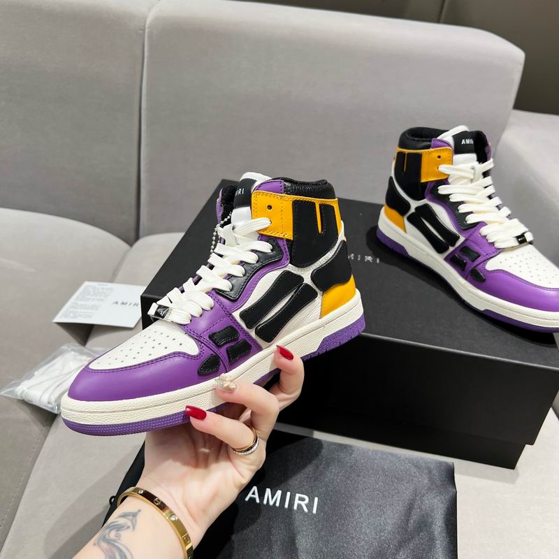 AMIRI Purple & Black High-Top Sneakers with Yellow Accents
