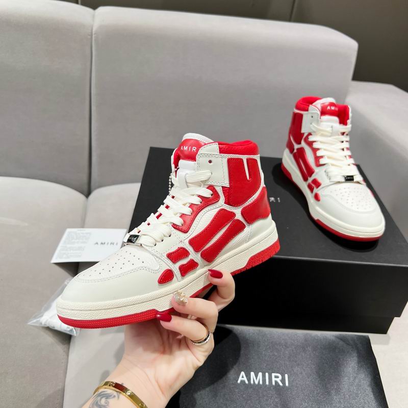 AMIRI Red & White High-Top Sneakers