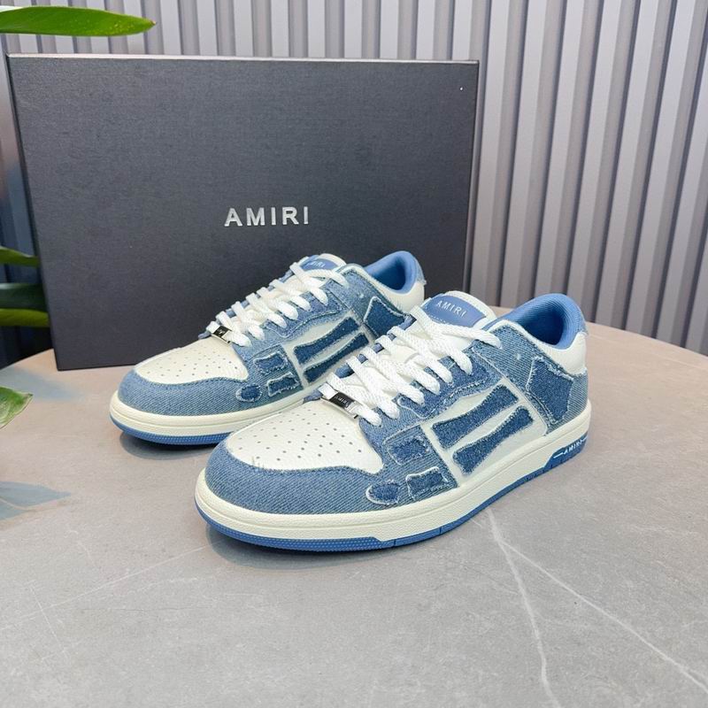 AMIRI Blue & White Denim-Look Skeleton Low-Top Sneakers