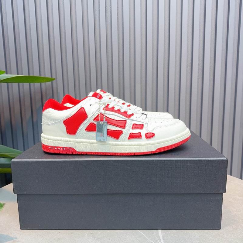 AMIRI White & Red Skeleton Low-Top Sneakers