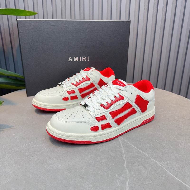AMIRI White & Red Skeleton Low-Top Sneakers
