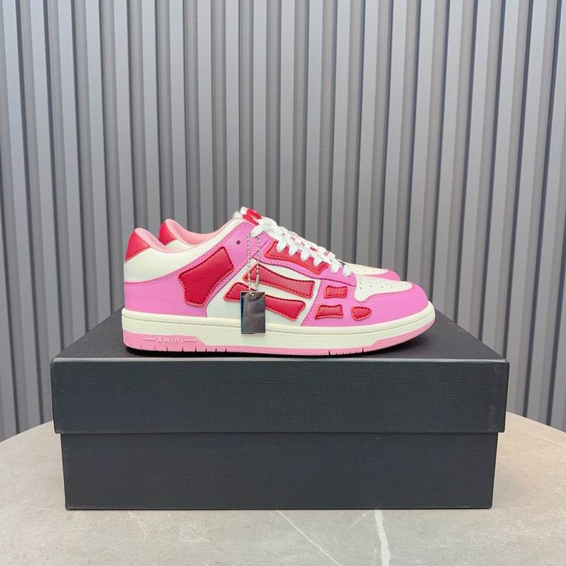 AMIRI Pink, White & Red Skeleton Low-Top Sneakers