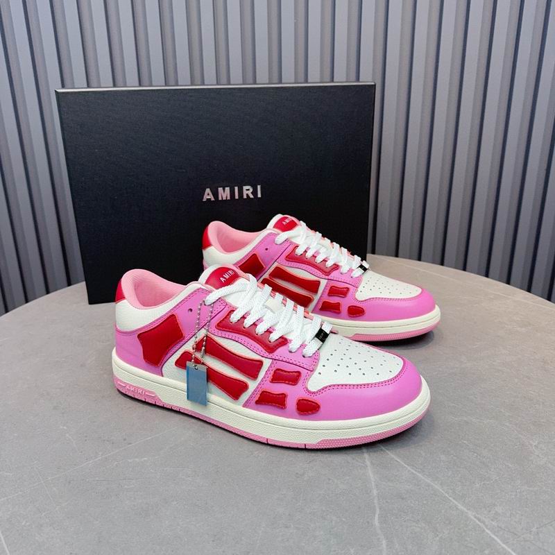 AMIRI Pink, White & Red Skeleton Low-Top Sneakers