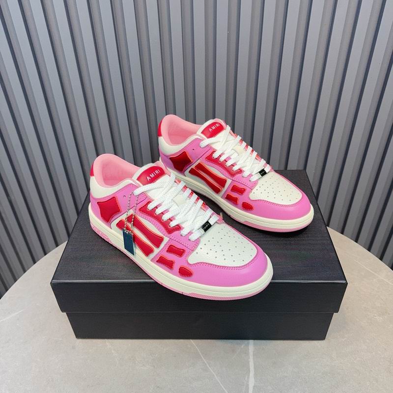 AMIRI Pink, White & Red Skeleton Low-Top Sneakers