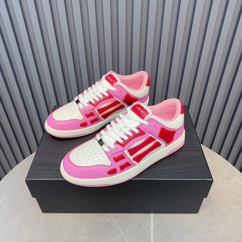 AMIRI Pink, White & Red Skeleton Low-Top Sneakers