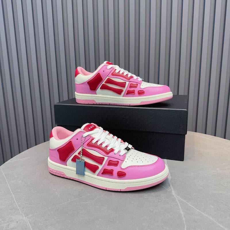 AMIRI Pink, White & Red Skeleton Low-Top Sneakers