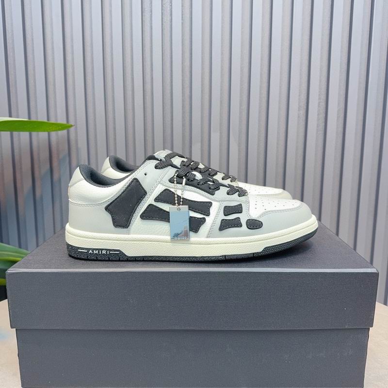 AMIRI Grey, White & Black Skeleton Low-Top Sneakers