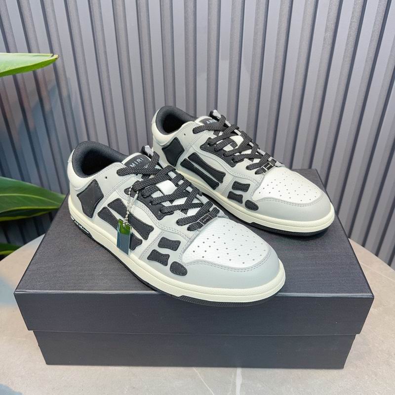 AMIRI Grey, White & Black Skeleton Low-Top Sneakers